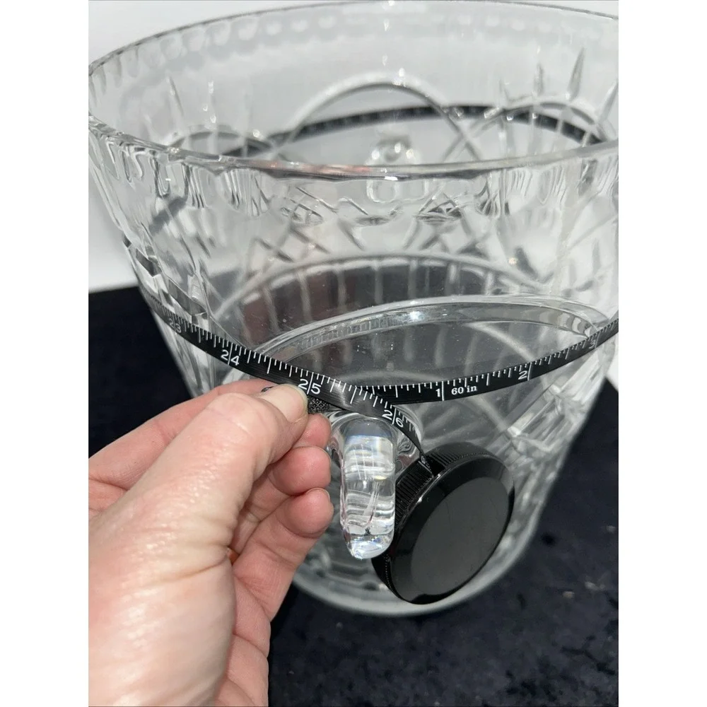 HUGE Vintage 70s Crystal Glass Ice Champagne  Bucket Curled Handles, Flawless